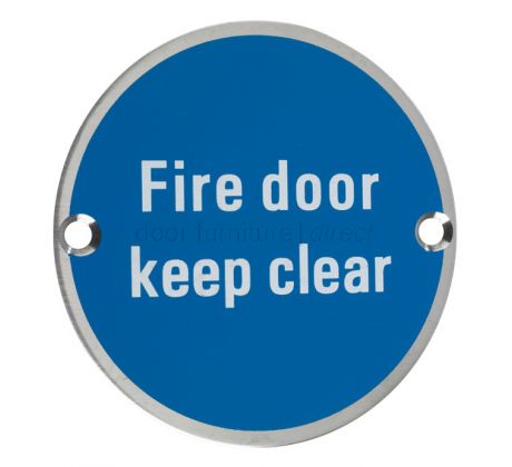 Stainless Steel Circular Fire Door Keep Clear Sign 76mm