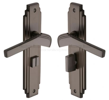 Tiffany Matt Bronze Art Deco Bathroom Door Handles