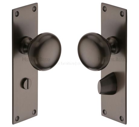 Matt Bronze Balmoral Knob on Bathroom Plate