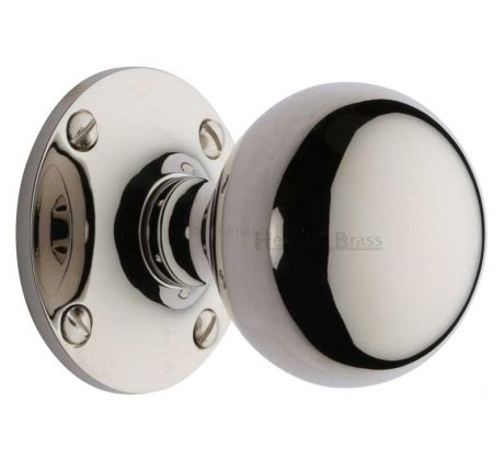 Polished Nickel Ball Mortice Door Knobs 64mm