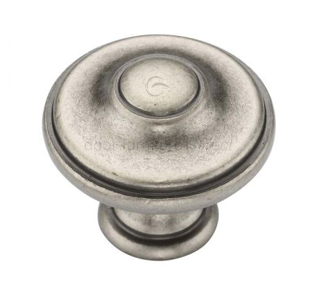 Distressed Pewter Round Domed Cabinet Knob