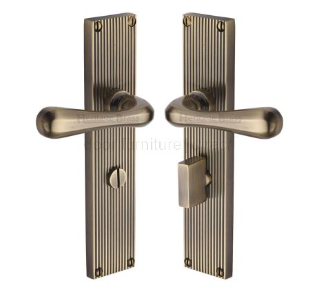 Charlbury Reeded Antique Brass Bathroom Door Handles RR3030