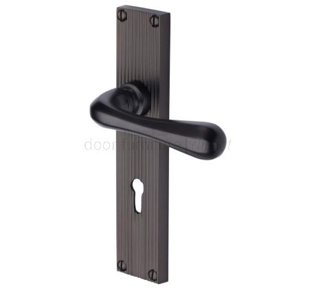 Charlbury Reeded Matt Bronze Keyhole Door Handles RR3000