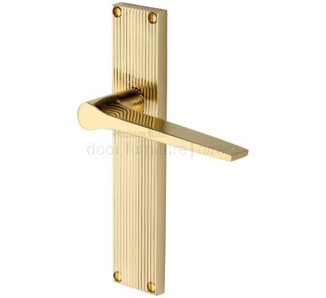 Gio Reeded Polished Brass Latch Door Handles RR4710