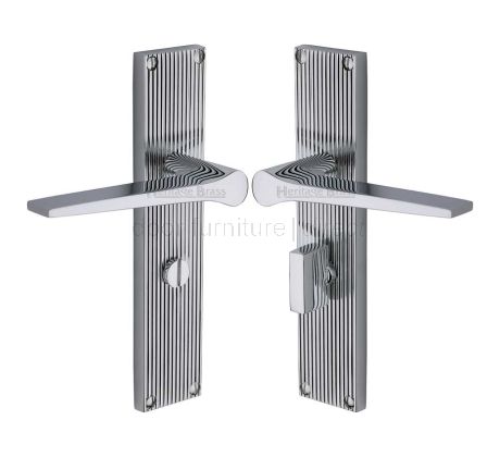 Gio Reeded Polished Chrome Bathroom Door Handles RR4730