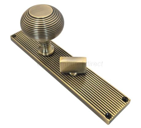 Antique Brass Beehive Mortice Knob on Bathroom Plate V9530-AT