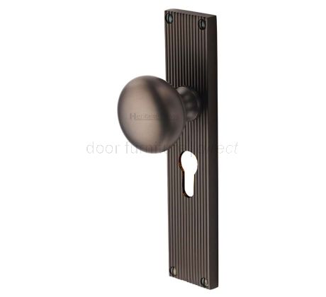 Matt Bronze Victoria Mortice Knob on Reeded Euro Plate V9248-MB