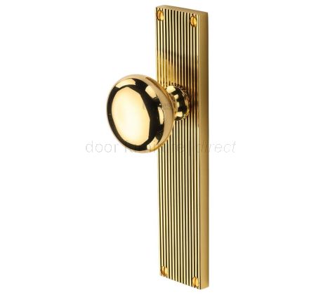 Polished Brass Victoria Knob on Reeded Latch Plate V9210-PB