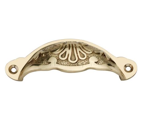 Polished Brass Floral Drawer Pull 100mm