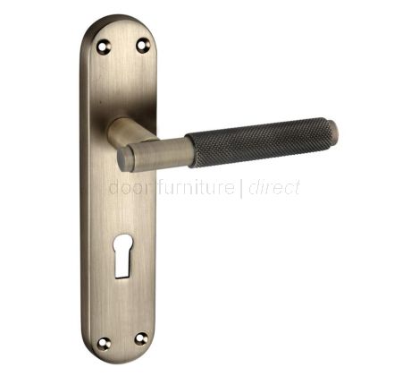 Connaught Matt Antique Brass Knurled Lock Door Handles