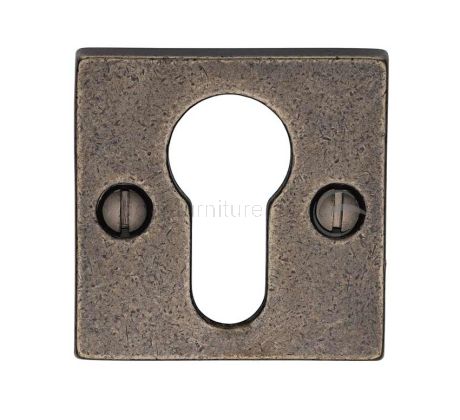 Rustic Pewter Square Euro Cylinder Escutcheon 54mm
