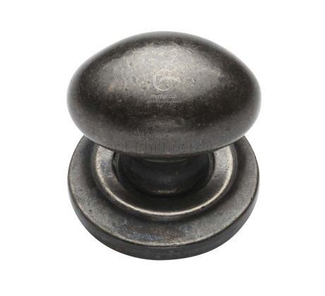 Rustic Pewter Oval Cabinet Knob on Rose