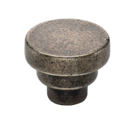 Rustic Pewter Round Stepped Cabinet Knob