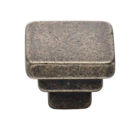 Rustic Pewter Square Stepped Cabinet Knob