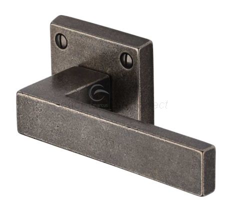 Rustic Pewter Hanwood Lever on Square Rose Door Handles