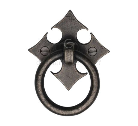 Rustic Pewter Fleur de Lys Cabinet Ring Pull