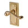 Georgian Polished Brass Rope Edge Short Plate Latch Door Handles