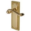 Georgian Polished Brass Rope Edge Long Plate Latch Door Handles