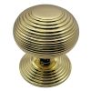 Heritage RR906 Polished Brass 76mm Reeded Centre Door Knob
