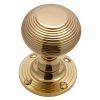 Polished Brass Reeded Mortice Door Knob Set 55mm