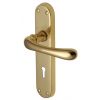 Luna Shaped Lever Polished Brass Keyhole Door Handles