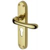 Luna Shaped Lever Polished Brass 48mm Euro Cylinder Door Handles