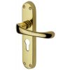 Gloucester Shaped Lever Polished Brass 48mm Euro Cylinder Door Handles
