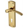 Luca Polished Brass Curved Lever Keyhole Door Handle Set