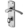 Luca Curved Lever Satin Chrome Bathroom Lock Door Handle Set