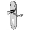 Milton Scroll Lever Polished Chrome 48mm Euro Cylinder Door Handles