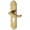 Kensington Scroll Lever Polished Brass 48mm Euro Cylinder Door Handles