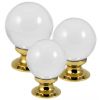 Clear Glass Ball Cupboard Knob Polished Brass Rose