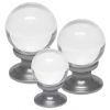 Clear Glass Ball Cupboard Knob Satin Chrome Rose