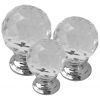 Glass Cut Cupboard Knob Polished Chrome Rose