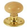 Light Wood Mortice Door Knobs on Brass Rose