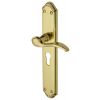Verona Scroll Lever Polished Brass 48mm Euro Cylinder Door Handles