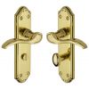 Verona Small Scroll Lever Polished Brass Bathroom Door Handles