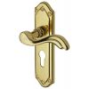 Lisboa Scroll Lever Polished Brass 48mm Euro Cylinder Door Handles
