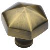 Antique Brass Hexagon Cabinet Knob 32mm