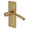 Sophia Curved Lever Polished Brass Short Plate Latch Door Handles