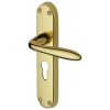 Sutton Shaped Lever Polished Brass 48mm Euro Cylinder Door Handles