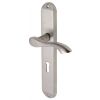 Algarve Long Shaped Lever Satin Nickel Keyhole Door Handles