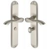 Algarve Long Shaped Lever Satin Nickel Bathroom Door Handles