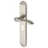 Algarve Long Shaped Lever Satin Nickel 48mm Euro Cylinder Door Handles