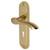 Algarve Small Shaped Lever Polished Brass Keyhole Door Handles
