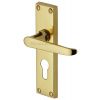 Victoria Straight Lever Polished Brass 48mm Euro Cylinder Door Handles