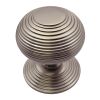 Heritage RR906 Satin Nickel 76mm Reeded Centre Door Knob