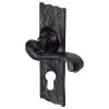 Tudor Shropshire Black Antique Iron Scroll Lever 48mm Euro Handles