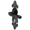 Tudor Fleur de Lys Black Iron Scroll Lever Keyhole Door Handles