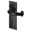 Tudor Colonial Black Antique Iron Curved Lever Long Latch Door Handles